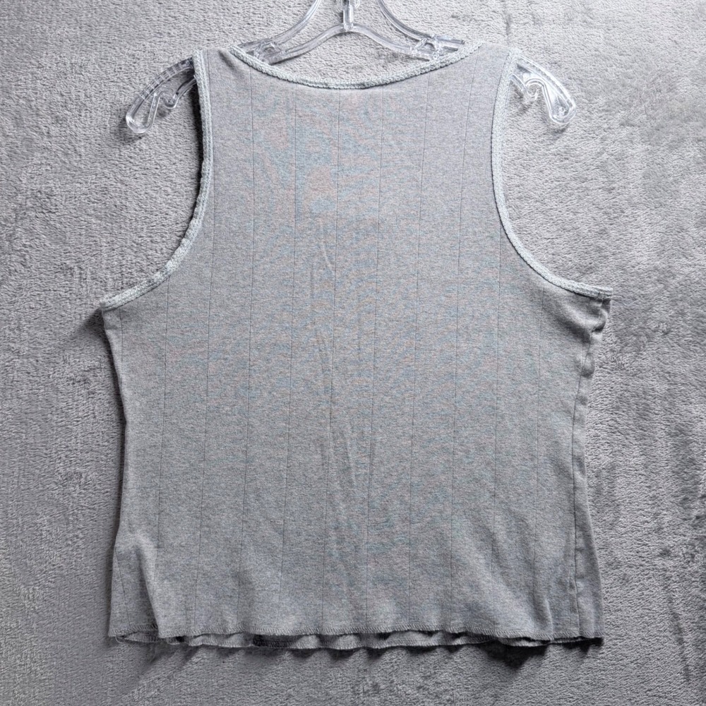 Xhilaration Ribbed Tank Top Women L Gray Y2K Lettuce Trim Scoop Neck Sleeveless - Picture 3 of 9